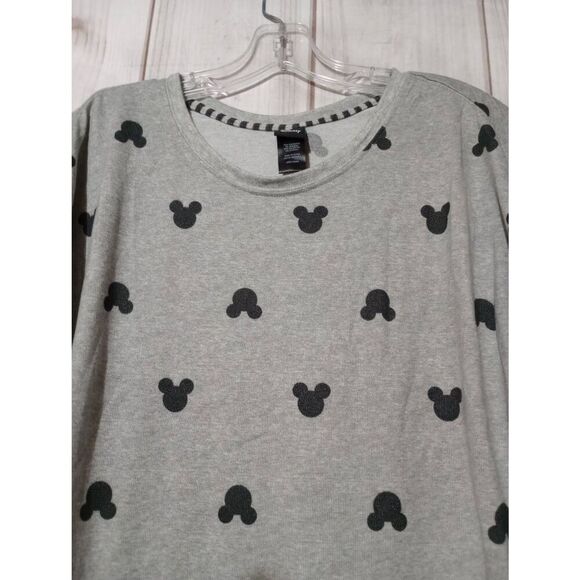 Disney Shirt Ladies Large Mickey Mouse Lounge Soft Light Weight Gray Black - Picture 3 of 6